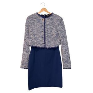 Rachel Parcell Jacket & Theory Dress Set Blue Tweed